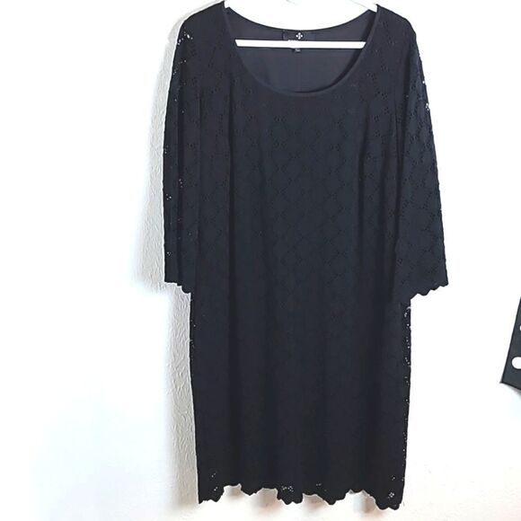 Ronni Nicole Black Eyelet Lace Dress, Size 1X - Picture 3 of 12